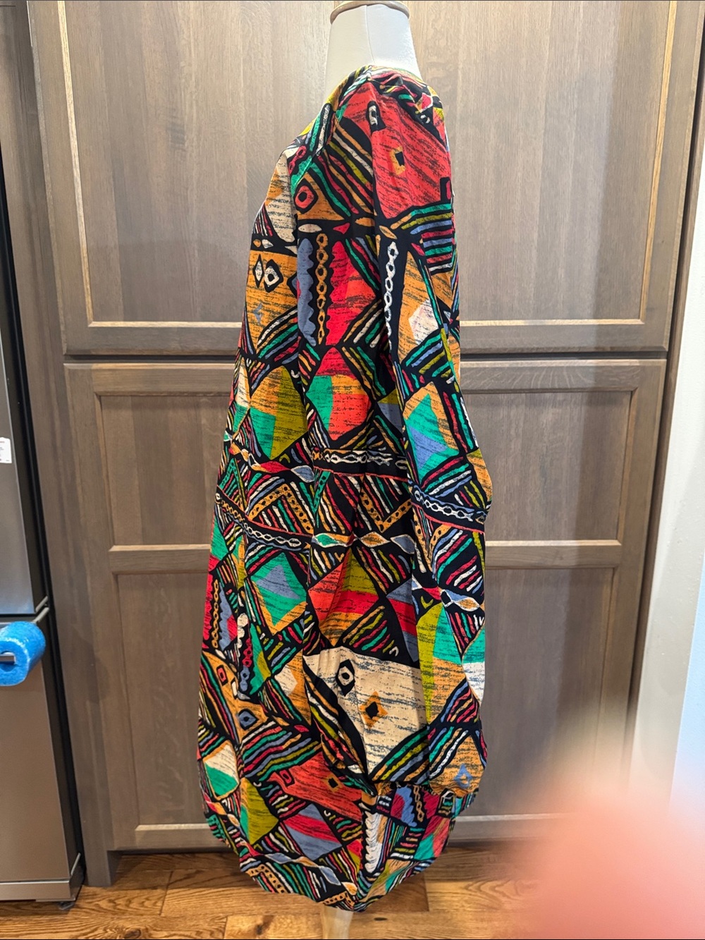 MAE OTTI-AFRICAN PRINT puffed long sleeve DRESS - Picture 4 of 16